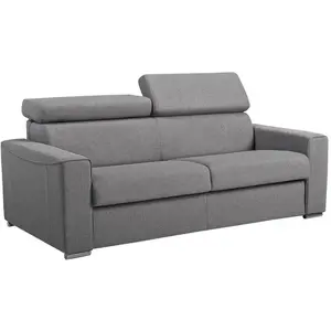 Comparateur de prix : VENTE-UNIQUE Canapé 3 places convertible express en tissu VIZIR - Gris - Couchage lattes larges 140 cm - Matelas 16 cm avec mémoire de forme DUNL