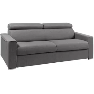 Comparateur de prix : Vente-Unique Canapé 4 places convertible express en tissu gris - couchage 160 cm - Matelas 16 cm mémoire de forme VIZIR