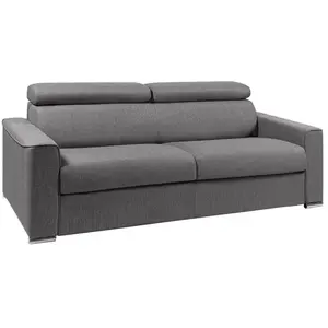 Vente-Unique Canapé 4 places convertible express en tissu gris - couchage lattes larges 160 cm - Matelas 16 cm avec mémoire de forme VIZIR pas cher