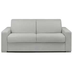 Vente-Unique Canapé 3 places convertible express en tissu gris - Couchage 140 cm - Matelas 18 cm avec mémoire de forme CALITO pas cher