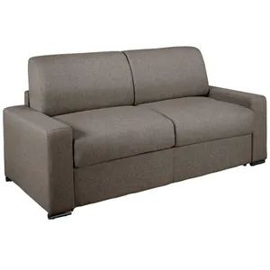 Vente-Unique Canapé 3 places convertible express en tissu anthracite - Couchage 140 cm - Matelas 18 cm avec mémoire de forme CALITO pas cher