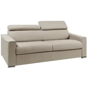Vente-Unique Canapé 4 places convertible express en tissu beige - couchage lattes larges 160 cm - Matelas 18 cm avec mémoire de forme VIZIR pas cher