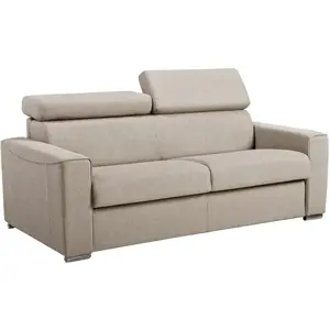 Comparateur de prix : Vente-Unique Canapé 3 places convertible express en tissu beige - couchage 140 cm - Matelas 18 cm avec mémoire de forme VIZIR