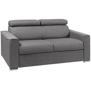 Vente-Unique Canapé 2 places convertible express en tissu gris - couchage 120 cm - Matelas 18 cm avec mémoire de forme VIZIR pas cher