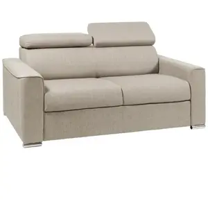 Vente-Unique Canapé 2 places convertible express en tissu beige - couchage 120 cm - Matelas 18 cm avec mémoire de forme VIZIR