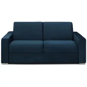 Vente-Unique Canapé 3 places convertible express en velours bleu nuit - Couchage 140 cm - Matelas 14 cm CALITO pas cher
