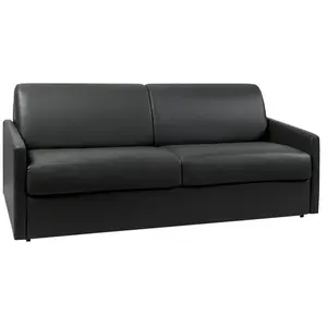 Comparateur de prix : Vente-Unique Canapé 4 places convertible express en simili noir - Couchage à lattes larges 160 cm - Matelas 18 cm CALIFE