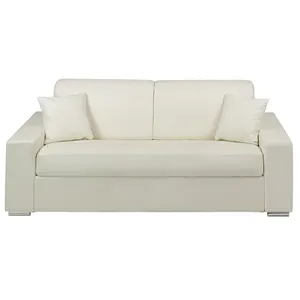 Vente-Unique Canapé 3 places convertible express en simili EMIR - Blanc - Couchage à lattes larges 140 cm - Matelas 18 cm pas cher