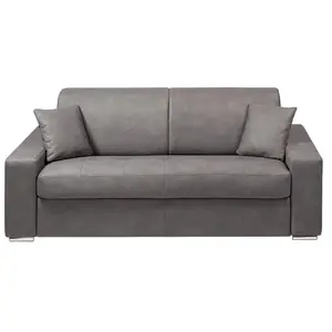 Vente-Unique Canapé 3 places convertible express en tissu EMIR - Gris - Couchage à lattes larges 140 cm - Matelas 18 cm
