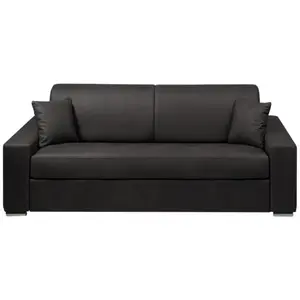 Vente-Unique Canapé 4 places convertible express en tissu EMIR - Anthracite - Couchage à lattes larges 160 cm - Matelas 14 cm