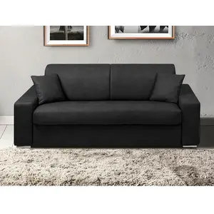 Vente-Unique Canapé 3 places convertible express en simili EMIR - Noir - Couchage à lattes larges 140 cm - Matelas 18 cm pas cher