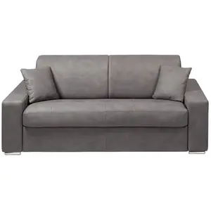 VENTE-UNIQUE Canapé 3 places convertible express en tissu EMIR - Gris - Couchage à lattes larges 140 cm - Matelas 14 cm
