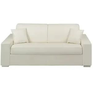Comparateur de prix : VENTE-UNIQUE Canapé 3 places convertible express en simili EMIR - Blanc - Couchage à lattes larges 140 cm - Matelas 14 cm