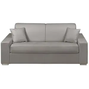 Vente-Unique Canapé 3 places convertible express en simili EMIR - Gris - Couchage à lattes larges 140 cm - Matelas 14 cm pas cher