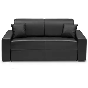 Comparateur de prix : VENTE-UNIQUE Canapé 3 places convertible express en simili EMIR - Noir - Couchage à lattes larges 140 cm - Matelas 14 cm