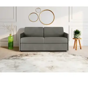 Vente-Unique Canapé 3 places convertible express en tissu gris clair - Couchage à lattes larges 140 cm - Matelas 18 cm CALIFE