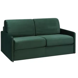 Vente-Unique Canapé 3 places convertible express en velours vert sapin - Couchage à lattes larges 140 cm - matelas 18 cm CALIFE pas cher