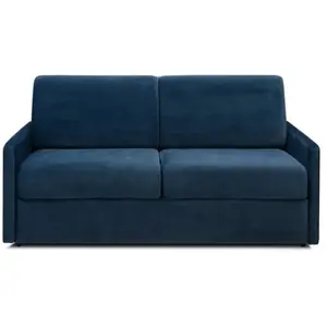 Vente-Unique Canapé 3 places convertible express en velours bleu nuit - Couchage à lattes larges 140 cm - Matelas 14 cm CALIFE pas cher