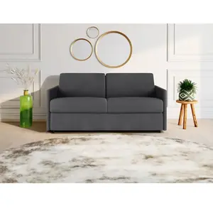 Comparateur de prix : Vente-unique Canapé 3 places convertible express en tissu gris - Couchage à lattes larges 140 cm - Matelas 18 cm CALIFE
