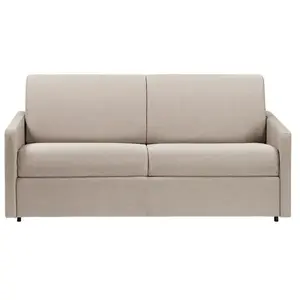 Vente-Unique Canapé 3 places convertible express en tissu beige - Couchage à lattes larges 140 cm - Matelas 14 cm CALIFE pas cher
