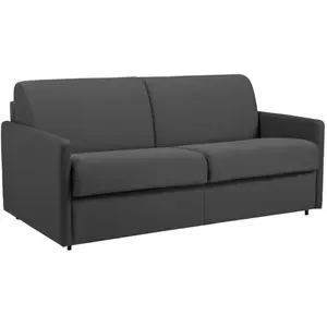 Vente-Unique Canapé 3 places convertible express en tissu gris - Couchage à lattes larges 140 cm - Matelas 14 cm CALIFE pas cher