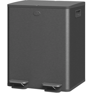HOMCOM Poubelle de cuisine en acier inoxydable à 2 compartiments 2 x 20 L Pédale Couvercles à fermeture douce et seau amovible Noir pas cher