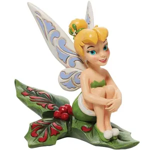Enesco Figurine De Collection Fée Clochette Assise Sur Du Houx