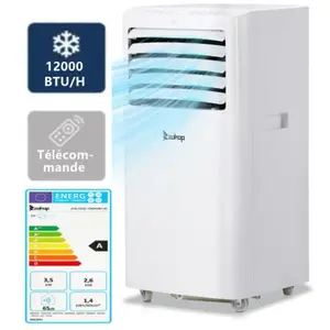 ALIGHTUP Climatiseur mobile - 35k W - 12000BTU - Minuterie&WiFi-Télécomma - BlancVendu parcdiscount