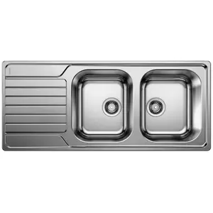 BLANCO évier 2 bacs + égouttoir BLANCODINAS 8 S 1328106 (Bains à droite - Acier Inox) pas cher