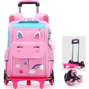Cartable à Roulette Enfants ZGEER - Rose - Primaire - Dos - 30*15*40cm