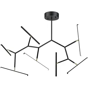 Zambelis Plafonnier LED 2072, à 7 lampes, 120 cm, noir/doré pas cher