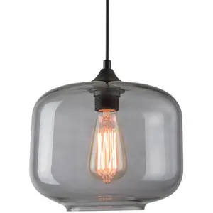 Zambelis Larissa Lighting - Kicevo Dome Plafonnier 1 Lumière Verre Fumé Gris pas cher