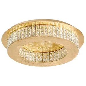 NOVA LUCE Plafonnier ZEFFARI Feuille d'Or & Cristal LED 40 W pas cher