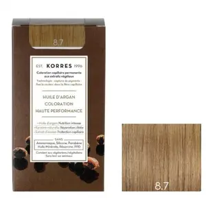 Comparateur de prix : Korres huile d'argan kit coloration permanente 8.7 blond clair marron