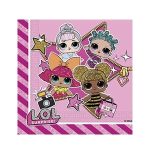 Procos 90859 Serviettes L.O.L. 33x33cm - 20 Pièces, 1 Packung, Rose, Taille unique