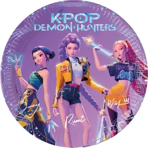 PROCOS 8 Assiettes en carton K-pop Demon Hunters 23 cm - Violet / parme pas cher
