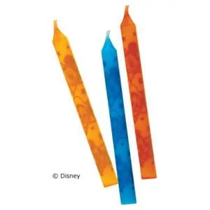 SET 12 BOUGIES ANNIVERSAIRE MICKEY DISNEY BLEU ORANGE JAUNE pas cher