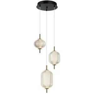 Viokef Suspension LED Pellucid, bronze/clair, à 3 lampes pas cher