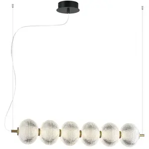 Viokef Suspension LED Pellucid, bronze/clair, à 6 lampes pas cher