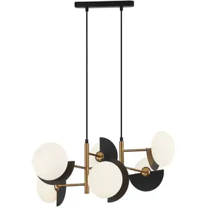 Viokef Suspension Darcy, noir/bronze, à 6 lampes pas cher