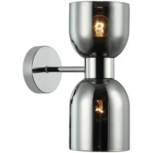 Viokef Applique murale Memory, verre, chrome/gris fumée, à 2 lampes pas cher
