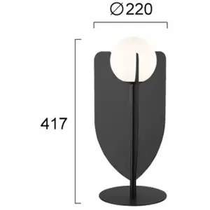 Viokef lampe de table Fedora, hauteur 42 cm, noir, métal/verre pas cher