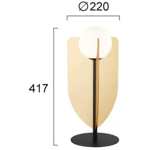 Viokef Lampe de table Fedora, hauteur 42 cm, couleur or, métal/verre pas cher