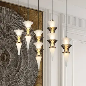 Viokef Suspension LED Venera, hauteur 29 cm, blanc/marron, verre pas cher