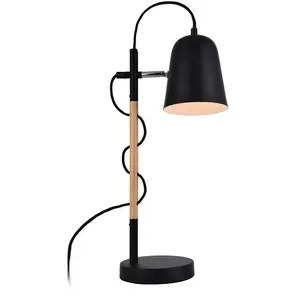 Viokef Lampe à poser Eddie en acier et bois, noire pas cher