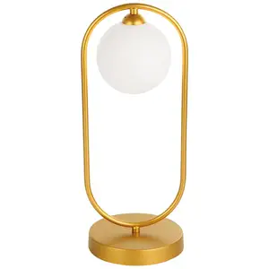 Viokef Lampe à poser Fancy avec abat-jour en verre, dorée pas cher