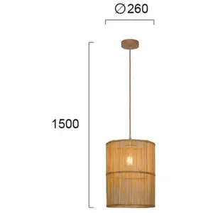 Viokef Suspension Anteo en rotin, cylindrique pas cher
