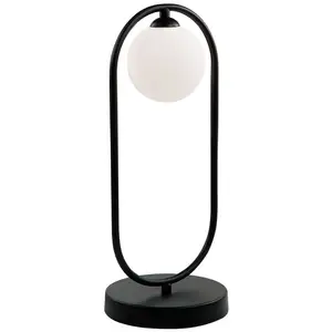 Viokef Lampe à poser Fancy avec abat-jour en verre, noire pas cher