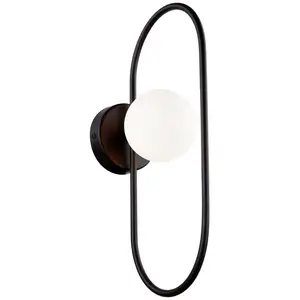 Viokef Applique murale Fancy avec abat-jour verre, noire pas cher