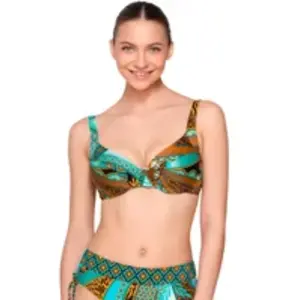 Haut de maillot de bain balconnet non préformé femme Luna Jade Bleu 95D 94185LU-imprimé pas cher